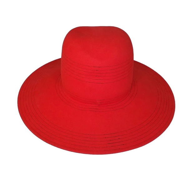 Vintage GIVENCHY Nouvelle Boutique Red Felt Brimmed Hat Made in France 1…